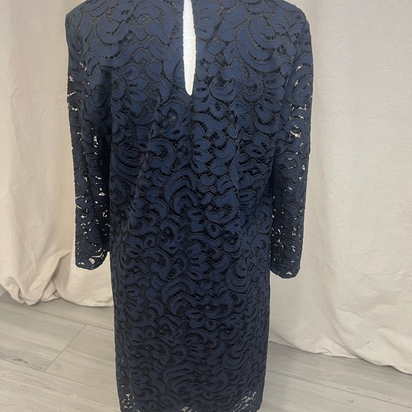 Black Tape | Navy and Black Lace Shift Dress Whimsigoth Preppy Cocktail Sz 8 - Picture 6 of 9